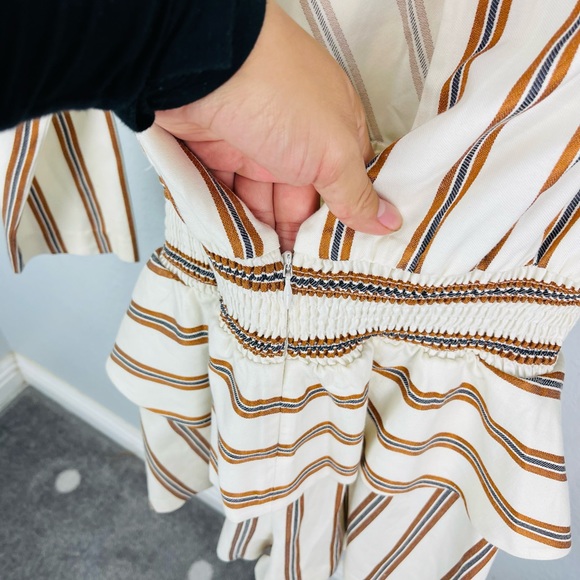 Maje Rayure Leni Striped Peplum Smocked Romper - Picture 7 of 9